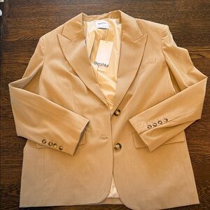 Bershka Beige Blazer with Button Accents
